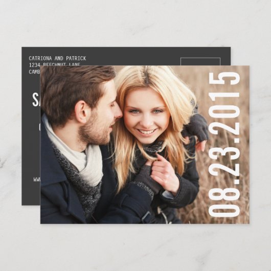 シンプルタイポグラフィ |写真はがきを保存する 案内ポストカード (正面/裏面)