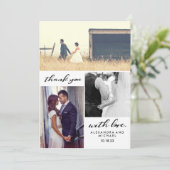 シンプルタイポグラフィ |写真3枚結婚ありがとう サンキューカード (スタンド正面)