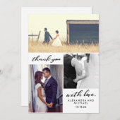 シンプルタイポグラフィ |写真3枚結婚ありがとう サンキューカード (正面/裏面)