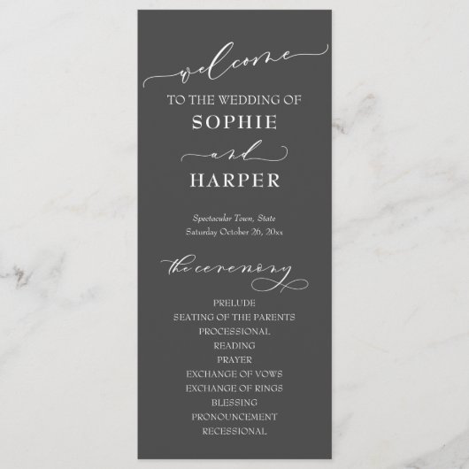 シンプルタイポグラフィ、書エレガント字グレー プログラム (正面)