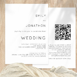 シンプルタイポグラフィQRコード任意の色結婚の 招待状
