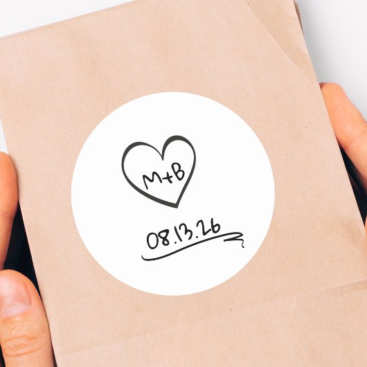 シンプルタイムレスシックイニシャルス結婚ケ ラウンドシール