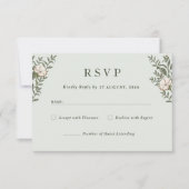 シンプルタイムレスフラワー結婚式招待状RSV サンキューカード (正面)