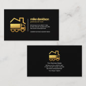 シンプルタイムレスレトロ金ゴールドトラックホームムービング 名刺 (正面/裏面)