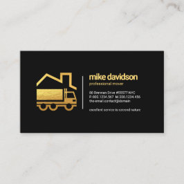 シンプルタイムレスレトロ金ゴールドトラックホームムービング 名刺
