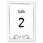 シンプルタイムレス手書きスワンブライダルシャワー テーブルナンバー (正面)