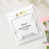 シンプルタイムレス手書きスワンブライダルシャワー フェイバーバッグ (封をした状態)