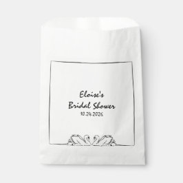 シンプルタイムレス手書きスワンブライダルシャワー フェイバーバッグ
