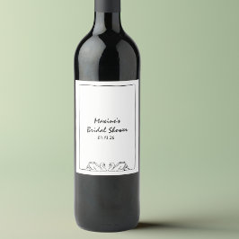 シンプルタイムレス手書きスワンブライダルシャワー ワインラベル