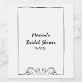 シンプルタイムレス手書きスワンブライダルシャワー ワインラベル (シングルラベル)