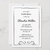 シンプルタイムレス手書きスワンブライダルシャワー 招待状 (正面)