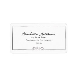 シンプルタイムレス手書きスワン住所 シール