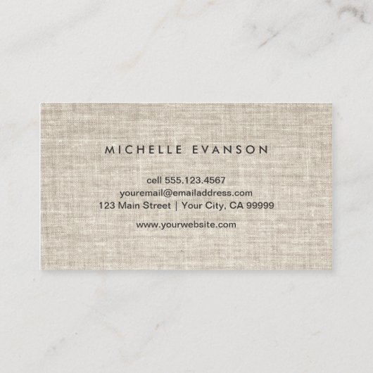 シンプルタンリネンルッミニマルクエレガントプロフェッショナル 名刺 (裏面)