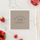 シンプルタン&チャコールグレー100誕生日 スタンダードカクテルナプキン (インサイチュ)