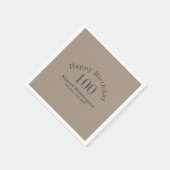 シンプルタン&チャコールグレー100誕生日 スタンダードカクテルナプキン (角)