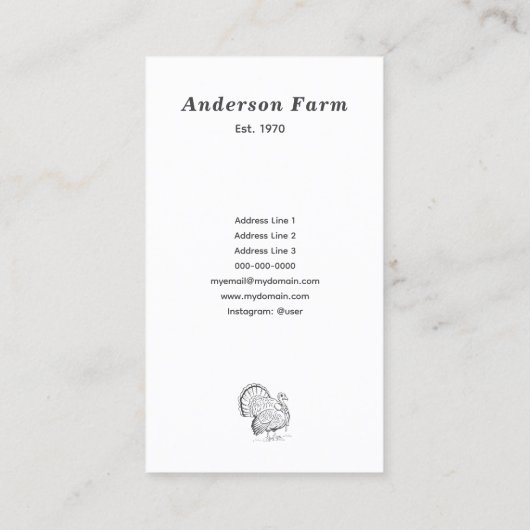 シンプルターキーファームバーティカル 名刺 (裏面)