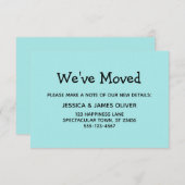 シンプルターコイズカジュアル「引っ越しました」カード 出欠カード (正面/裏面)