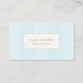 シンプルターコイズブルーストライプのエレガント 名刺 (正面)