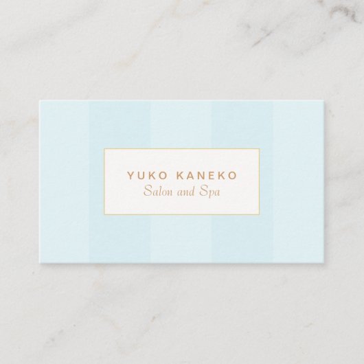 シンプルターコイズブルーストライプのエレガント 名刺 (正面)