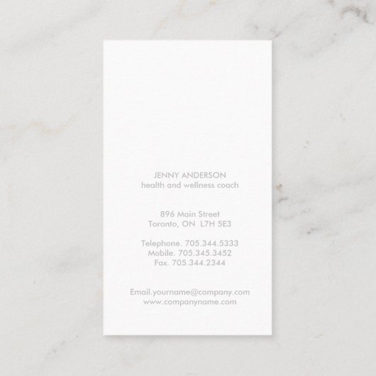 シンプルターコイズヘルス&ウェルネスライフコーチ 名刺 (裏面)