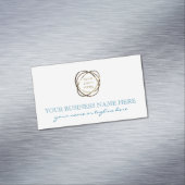 シンプルターコイズホワイトビジネスの追加ロゴのカスタム マグネット名刺 (インサイチュ)