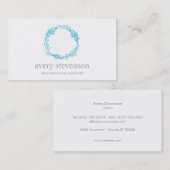 シンプルターコイズ手描きリースロゴ自然 名刺 (正面/裏面)