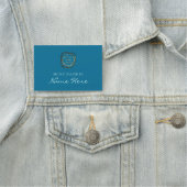 シンプルターコイズ無地のアクア追加ビジネスロゴ 名札 (インサイチュ)