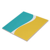 シンプルターコイズ、黄、および白の波2 タイル (側面)