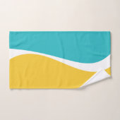 シンプルターコイズ、黄、および白の波2 バスタオルセット (ハンドタオル)