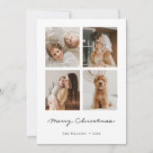 シンプルタータンチェックモダンメリークリスマス数々の写真 シーズンカード (正面)