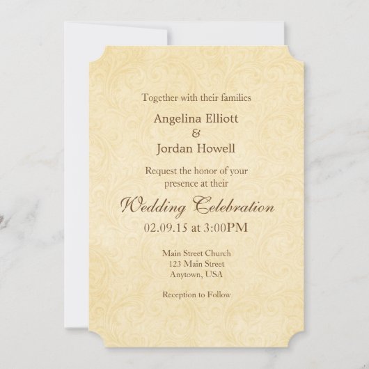 シンプルダイカットヴィンテージアンティーク結婚式招待状 招待状 (正面)