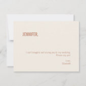 シンプルダスティテラコッタメイド・オブ・オーナー(花嫁付き添い人)提案 ノートカード (裏面)