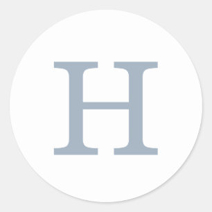 シンプルダスティブルーとホワイトモノグラム結婚ズ ラウンドシール