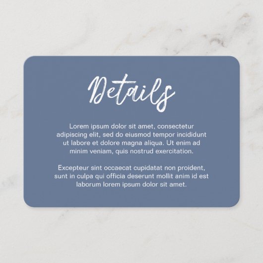 シンプルダスティブルーはっきりしたフォントモダン結婚ズ エンクロージャーカード (正面)