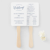 シンプルダスティブルーはっきりしたフォントモダン結婚式 プログラム ハンドファン (正面&裏面)