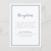 シンプルダスティブルーウェディングレセプションホワイトフレーム エンクロージャーカード (正面)