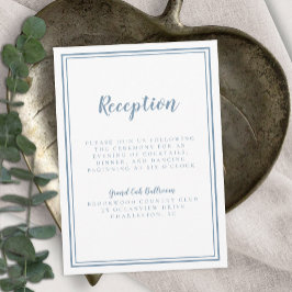 シンプルダスティブルーウェディングレセプションホワイトフレーム エンクロージャーカード