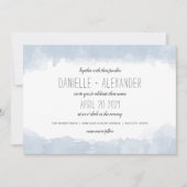シンプルダスティブルーウォーターの色の結婚式の招待 招待状 (正面)