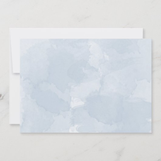 シンプルダスティブルーウォーターの色の結婚式の招待 招待状 (裏面)