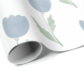 シンプルダスティブルーウォーターフローラ ラッピングペーパー (ロールコーナー)