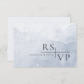 シンプルダスティブルーウォーター色 出欠カード (正面/裏面)