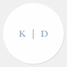 シンプルダスティブルーエレガントなウェディングモノグラム ラウンドシール