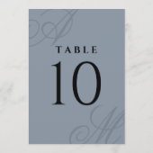 シンプルダスティブルーエレガントモノグラム表の番号 (裏面)