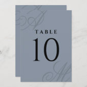 シンプルダスティブルーエレガントモノグラム表の番号 (正面/裏面)