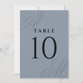 シンプルダスティブルーエレガントモノグラム表の番号