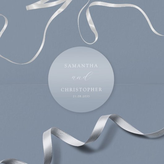 シンプルダスティブルーカップルの名結婚前 ラウンドシール