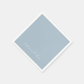 シンプルダスティブルーカップル名結婚付カクテル スタンダードカクテルナプキン (角)