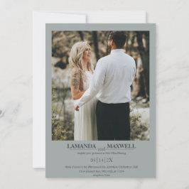 シンプルダスティブルーグレーフォトフレーム手書きInv 招待状