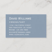 シンプルダスティブルーモダンカラーホワイトスクリプト 名刺 (裏面)