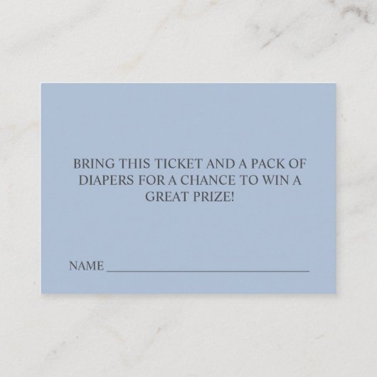 シンプルダスティブルーモダンベイビーシャワーおむつラッフル エンクロージャーカード (裏面)